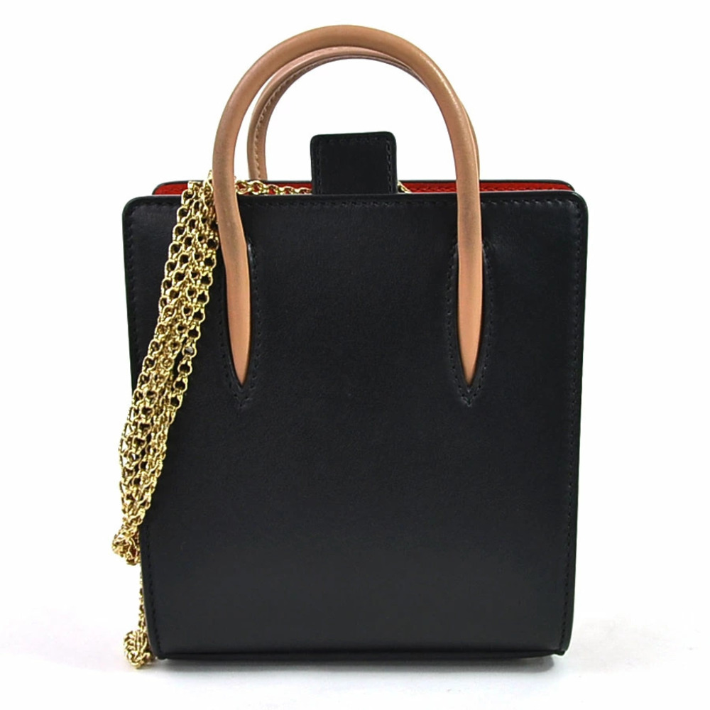Christian Louboutin Handbag Chain Shoulder Bag Paloma Black Brown Calf Leather